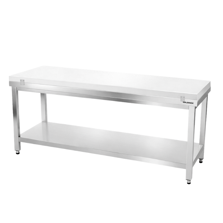 Table de travail en inox 1800x600 mm avec plaque de découpe blanche PREMIUM - GOLDINOX