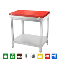 Table de travail en inox 600x700 mm avec plaque de découpe rouge PREMIUM - GOLDINOX