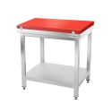 Table de travail en inox 800x700 mm avec plaque de découpe rouge PREMIUM - GOLDINOX