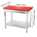 Table de travail en inox 1200x700 mm avec plaque de découpe rouge PREMIUM - GOLDINOX