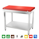 Table de travail en inox 1200x700 mm avec plaque de découpe rouge PREMIUM - GOLDINOX