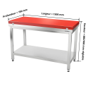 Table de travail en inox 1500x700 mm avec plaque de découpe rouge PREMIUM - GOLDINOX