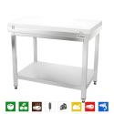 Table de travail en inox 1000x700 mm avec plaque de découpe blanche PREMIUM - GOLDINOX
