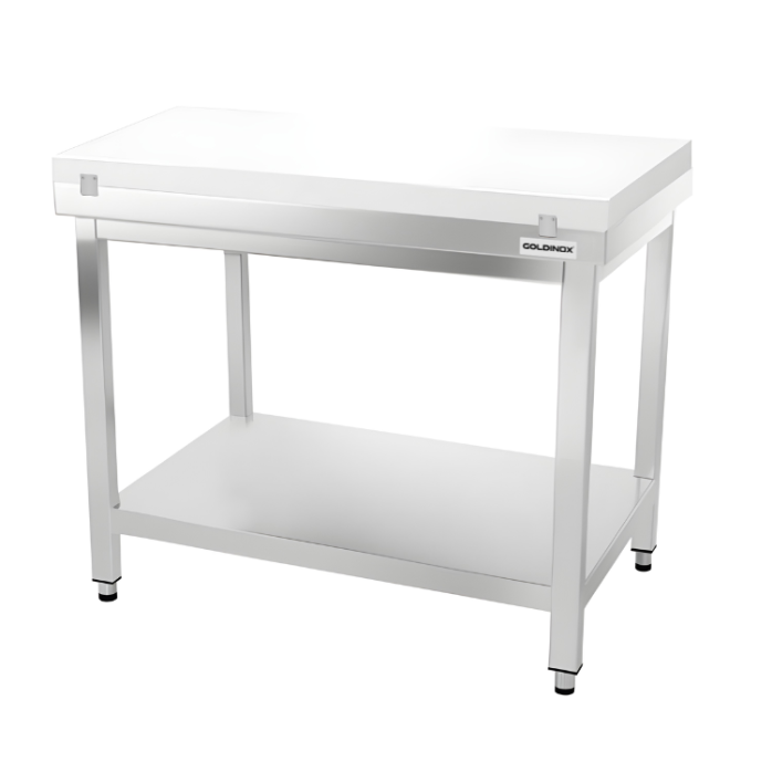 Table de travail en inox 1200x700 mm avec plaque de découpe blanche PREMIUM - GOLDINOX