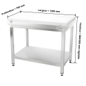 Table de travail en inox 1200x700 mm avec plaque de découpe blanche PREMIUM - GOLDINOX