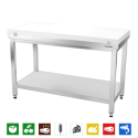 Table de travail en inox 1600x700 mm avec plaque de découpe blanche PREMIUM - GOLDINOX