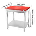 Table de travail en inox 800x800 mm avec plaque de découpe rouge PREMIUM - GOLDINOX