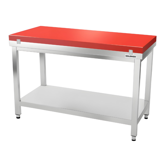 Table de travail en inox 1600x800 mm avec plaque de découpe rouge PREMIUM - GOLDINOX