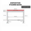 Table de travail en inox 1500x600 mm avec plaque de découpe rouge sur roulettes PREMIUM - GOLDINOX