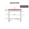 Table de travail en inox 1600x600 mm avec plaque de découpe rouge sur roulettes PREMIUM - GOLDINOX
