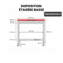 Table de travail en inox 800x700 mm avec plaque de découpe rouge sur roulettes PREMIUM - GOLDINOX