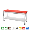Table de travail en inox 1800x700 mm avec plaque de découpe rouge sur roulettes PREMIUM - GOLDINOX