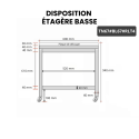Table de travail en inox 600x700 mm avec plaque de découpe blanche sur roulettes PREMIUM - GOLDINOX