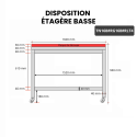 Table de travail en inox 1600x800 mm avec plaque de découpe rouge sur roulettes PREMIUM - GOLDINOX
