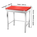 Table de travail en inox 500x500 mm avec plaque de découpe rouge et renfort PREMIUM - GOLDINOX