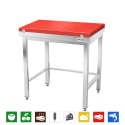 Table de travail en inox 700x500 mm avec plaque de découpe rouge et renfort PREMIUM - GOLDINOX