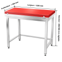 Table de travail en inox 1200x500 mm avec plaque de découpe rouge et renfort PREMIUM - GOLDINOX