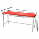 Table de travail en inox 1800x500 mm avec plaque de découpe rouge et renfort PREMIUM - GOLDINOX