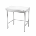 Table de travail en inox 600x500 mm avec plaque de découpe blanche et renfort PREMIUM - GOLDINOX
