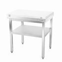 Table de travail en inox 700x500 mm avec plaque de découpe blanche et renfort PREMIUM - GOLDINOX