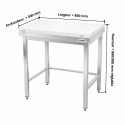 Table de travail en inox 800x500 mm avec plaque de découpe blanche et renfort PREMIUM - GOLDINOX