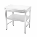Table de travail en inox 800x500 mm avec plaque de découpe blanche et renfort PREMIUM - GOLDINOX