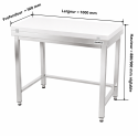 Table de travail en inox 1000x500 mm avec plaque de découpe blanche et renfort PREMIUM - GOLDINOX