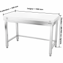 Table de travail en inox 1500x500 mm avec plaque de découpe blanche et renfort PREMIUM - GOLDINOX