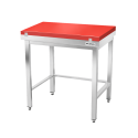 Table de travail en inox 700x600 mm avec plaque de découpe rouge et renfort PREMIUM - GOLDINOX