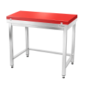 Table de travail en inox 1000x600 mm avec plaque de découpe rouge et renfort PREMIUM - GOLDINOX