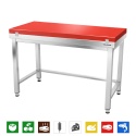 Table de travail en inox 1600x600 mm avec plaque de découpe rouge et renfort PREMIUM - GOLDINOX