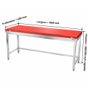 Table de travail en inox 1800x600 mm avec plaque de découpe rouge et renfort PREMIUM - GOLDINOX
