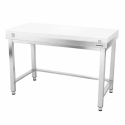 Table de travail en inox 1500x600 mm avec plaque de découpe blanche et renfort PREMIUM - GOLDINOX