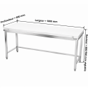 Table de travail en inox 1800x600 mm avec plaque de découpe blanche et renfort PREMIUM - GOLDINOX