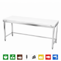 Table de travail en inox 2000x600 mm avec plaque de découpe blanche et renfort PREMIUM - GOLDINOX