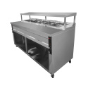 Table/Meuble de préparation à Tacos/Crousty 6 x GN 1/2 avec bain-marie intégré sur roulettes PREMIUM - GOLDINOX