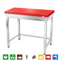 Table de travail en inox 1200x700 mm avec plaque de découpe rouge et renfort PREMIUM - GOLDINOX