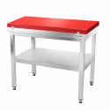 Table de travail en inox 1200x700 mm avec plaque de découpe rouge et renfort PREMIUM - GOLDINOX