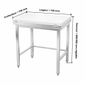Table de travail en inox 700x700 mm avec plaque de découpe blanche et renfort PREMIUM - GOLDINOX