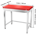 Table de travail en inox 1000x800 mm avec plaque de découpe rouge et renfort PREMIUM - GOLDINOX