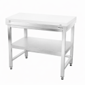 Table de travail en inox 1000x800 mm avec plaque de découpe blanche et renfort PREMIUM - GOLDINOX