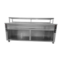Table/Meuble de préparation à Tacos/Crousty 7 x GN 1/2 avec bain-marie intégré sur roulettes PREMIUM - GOLDINOX