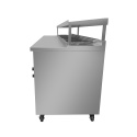 Table/Meuble de préparation à Tacos/Crousty 7 x GN 1/2 avec bain-marie intégré sur roulettes PREMIUM - GOLDINOX
