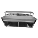 Table/Meuble de préparation à Tacos/Crousty 7 x GN 1/2 avec bain-marie intégré sur roulettes PREMIUM - GOLDINOX