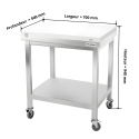 Table de travail en inox 700x500 mm avec plaque de découpe blanche sur roulettes PREMIUM - GOLDINOX