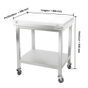 Table de travail en inox 800x500 mm avec plaque de découpe blanche sur roulettes PREMIUM - GOLDINOX