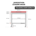 Table de travail en inox 1200x500 mm avec plaque de découpe rouge et renfort sur roulettes PREMIUM - GOLDINOX