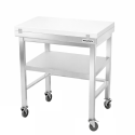 Table de travail en inox 500x500 mm avec plaque de découpe blanche et renfort sur roulettes PREMIUM - GOLDINOX
