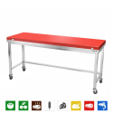 Table de travail en inox 1800x600 mm avec plaque de découpe rouge et renfort sur roulettes PREMIUM - GOLDINOX