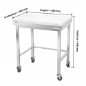 Table de travail en inox 600x600 mm avec plaque de découpe blanche et renfort sur roulettes PREMIUM - GOLDINOX